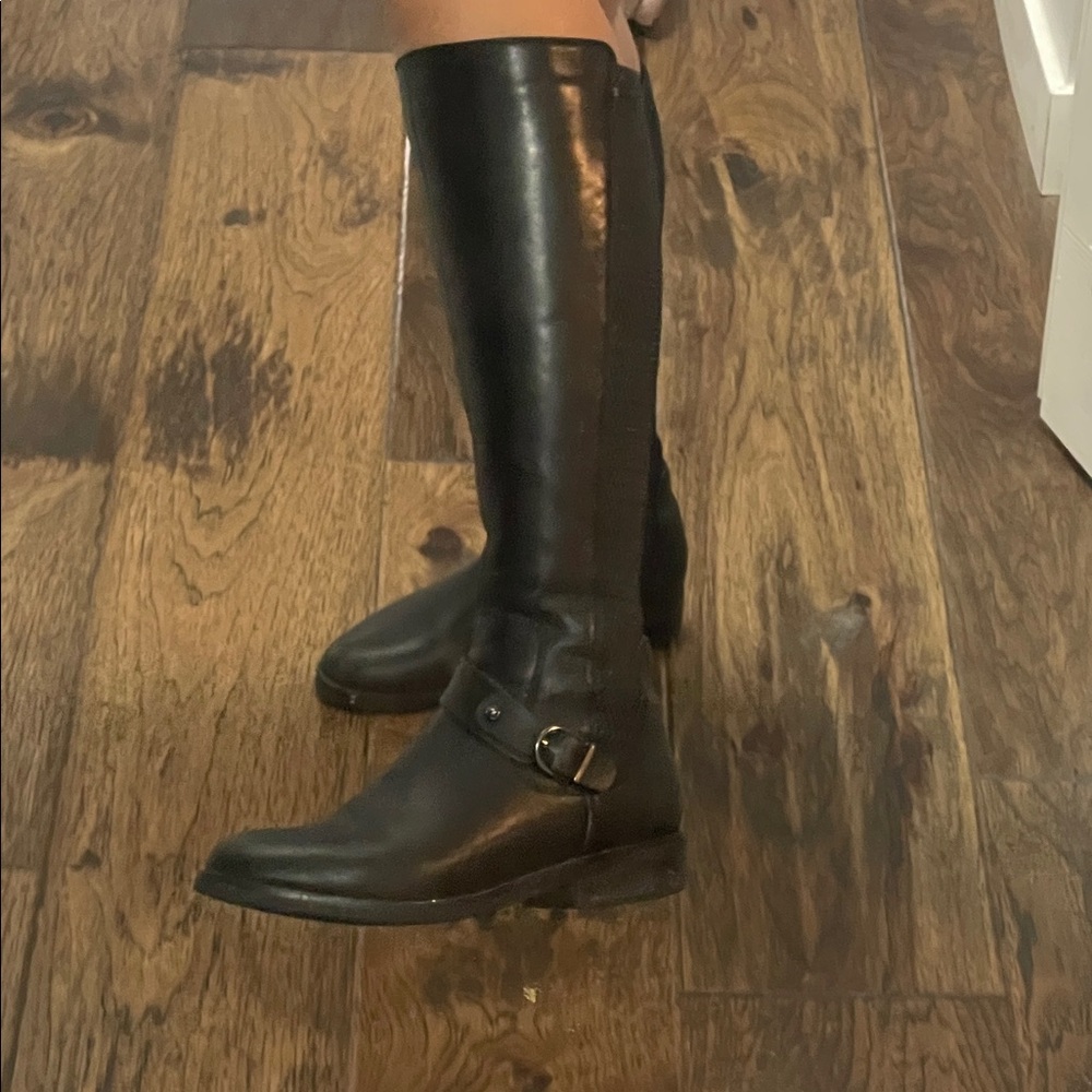 Sleek Black Leather Blondo waterproof Kneehigh Boots